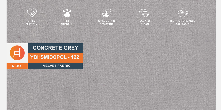 Yara Velvet Fabric 3 Seater Sofa In Concrete Grey Colour - Febonic Living