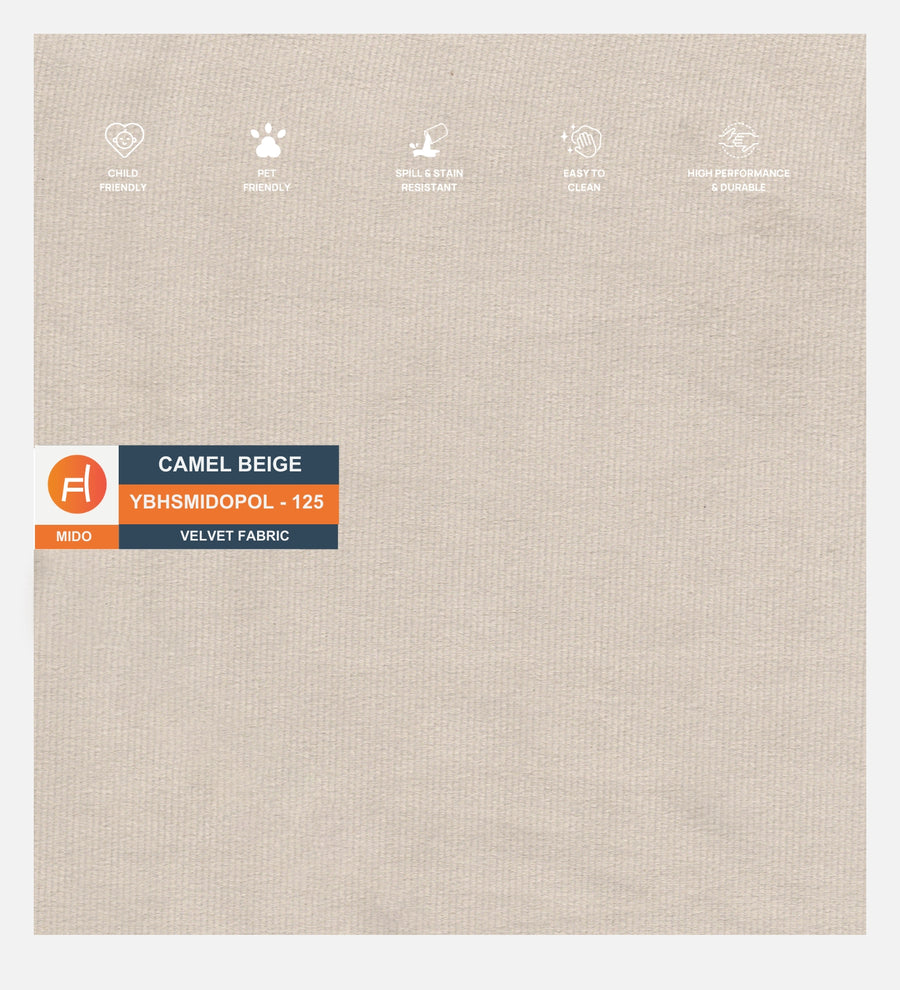 Jonny Velvet Pouffe In Camel Beige Colour - Febonic Living