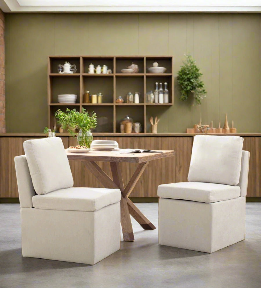 Camla  Dining Fabric Chair - Beige (Set of 2) by Febonic Living