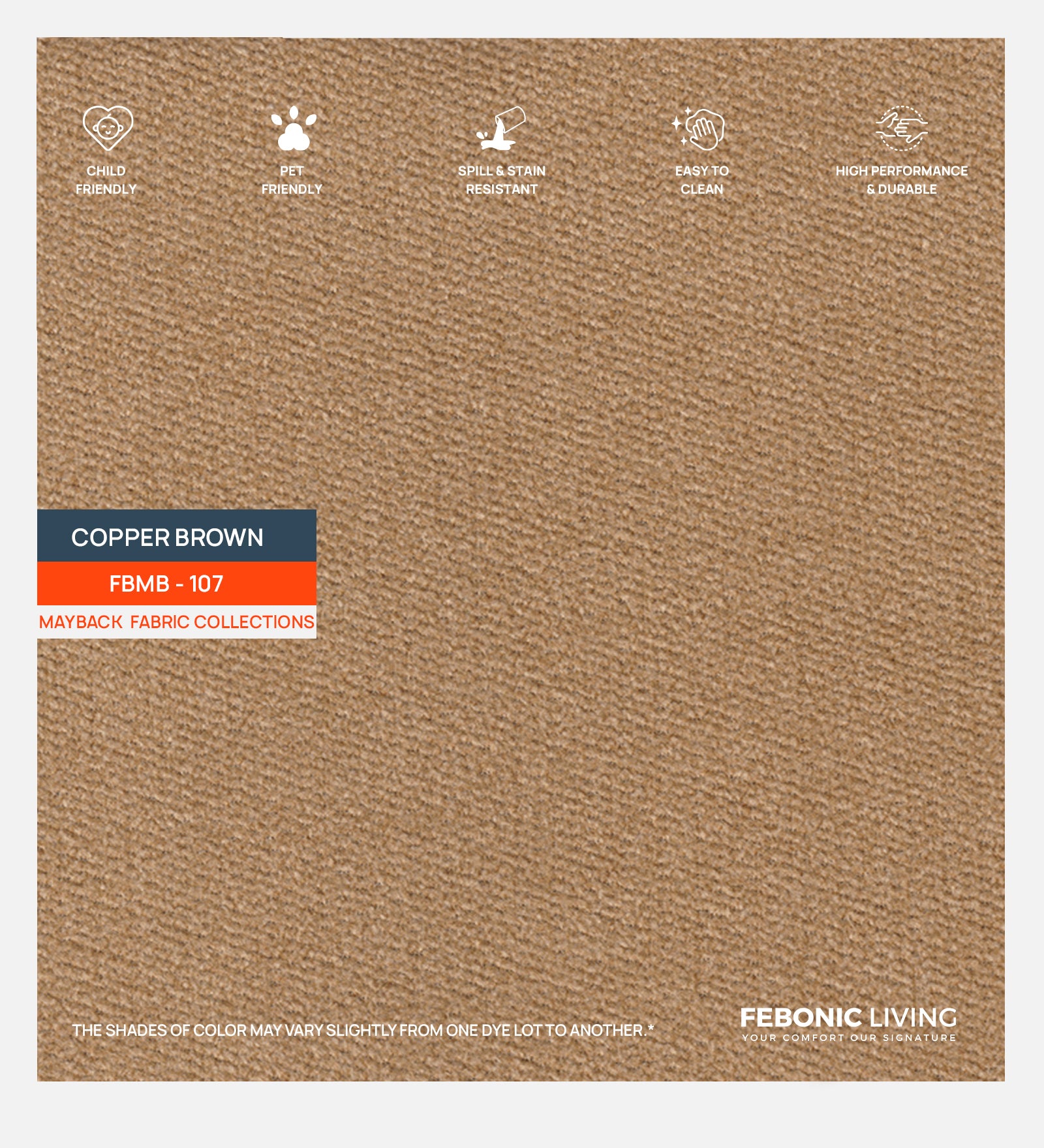 Candy Fabric 1 Seater Sofa In Copper Brown Colour