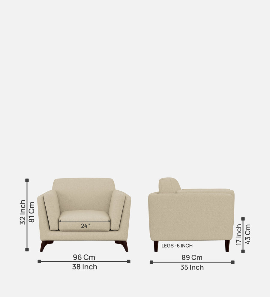 Candy Fabric 1 Seater Sofa In Cotton Beige Colour - Febonic Living