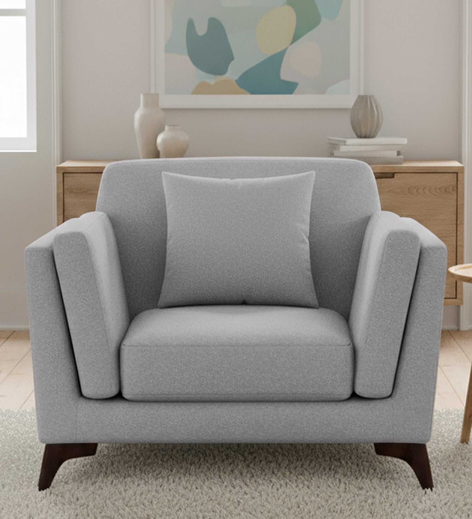 Candy Fabric 1 Seater Sofa In Dim Grey Colour