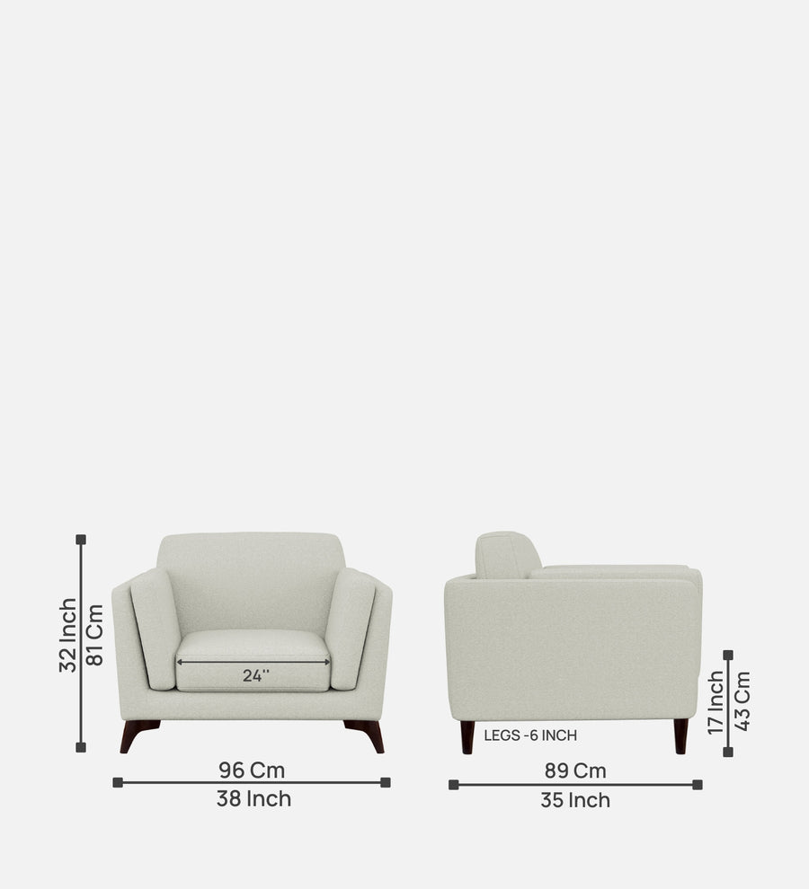 Candy Fabric 1 Seater Sofa In Pearl White Colour - Febonic Living