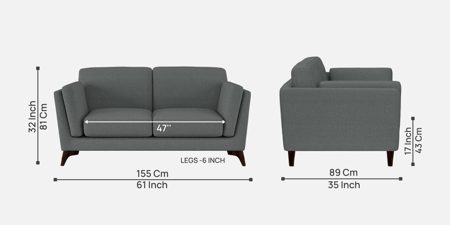 Candy Fabric 2 Seater Sofa In Nimbus Grey Colour - Febonic Living
