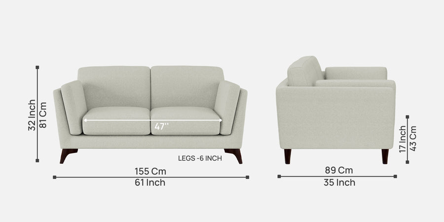 Candy Fabric 2 Seater Sofa In Pearl White Colour - Febonic Living