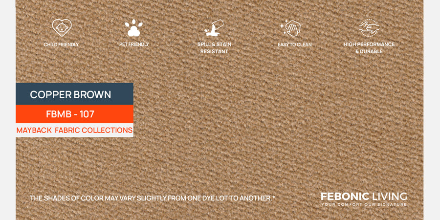 Candy Fabric 3 Seater Sofa In Copper Brown Colour - Febonic Living