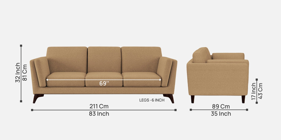 Candy Fabric 3 Seater Sofa In Copper Brown Colour - Febonic Living