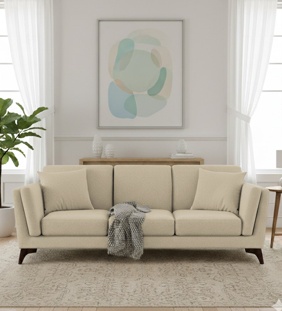 Candy 3 Seater Fabric Sofa - Cotton Beige by Febonic Living