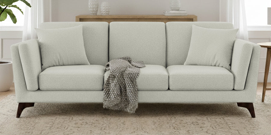 Candy Fabric 3 Seater Sofa In Pearl White Colour - Febonic Living