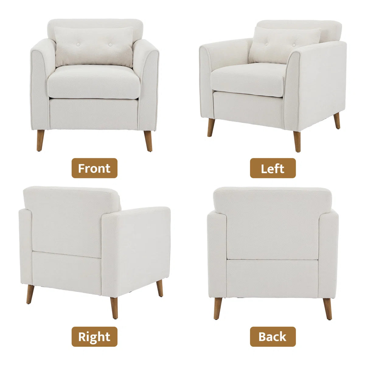 Kavira Fabric Arm Chair In Bone Beige Colour