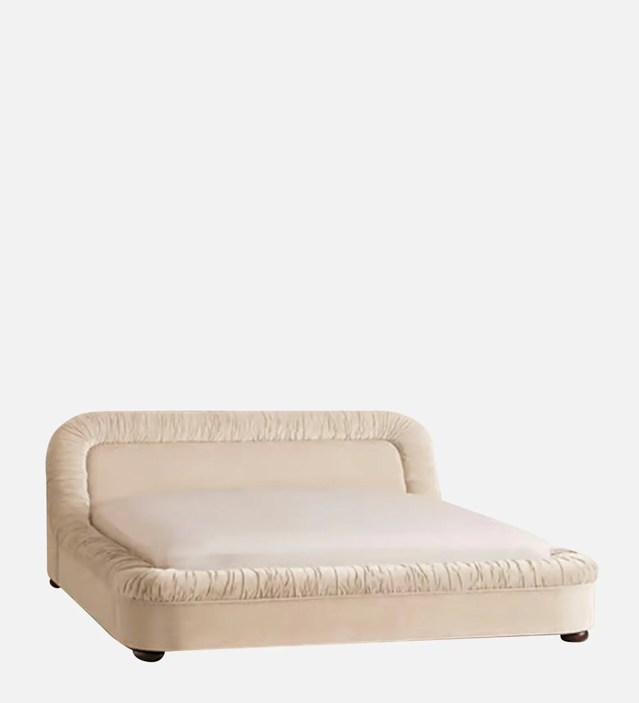 Casa Haven Velvet Queen Size Bed - Camel Beige | Hydraulic Storage