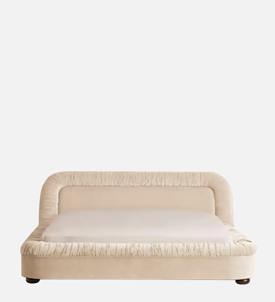 Casa Haven Velvet Queen Size Bed - Camel Beige | Hydraulic Storage