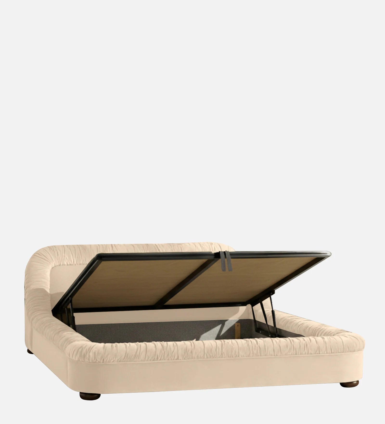 Casa Haven Velvet Queen Size Bed - Camel Beige | Hydraulic Storage