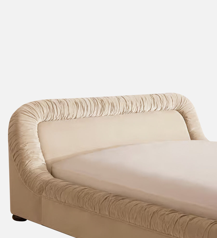 Casa Haven Velvet Queen Size Bed - Camel Beige | Hydraulic Storage