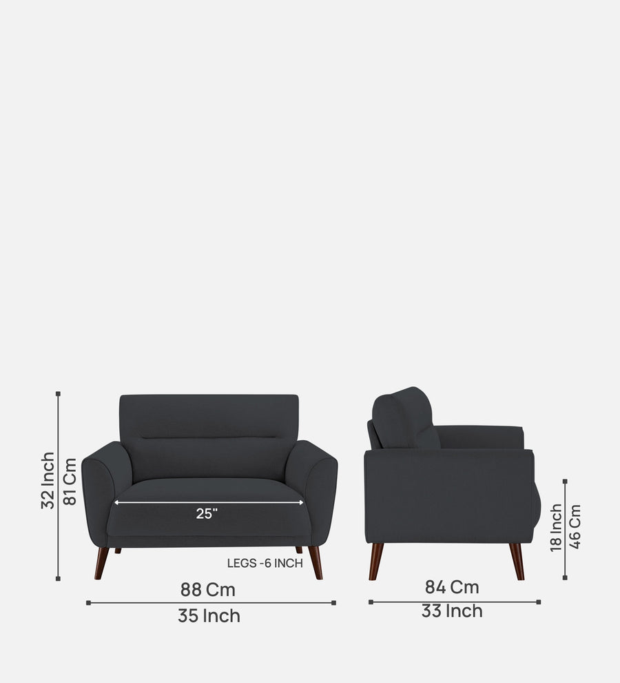 Castro Fabric 1 Seater Sofa In Charcoal Grey Colour - Febonic Living