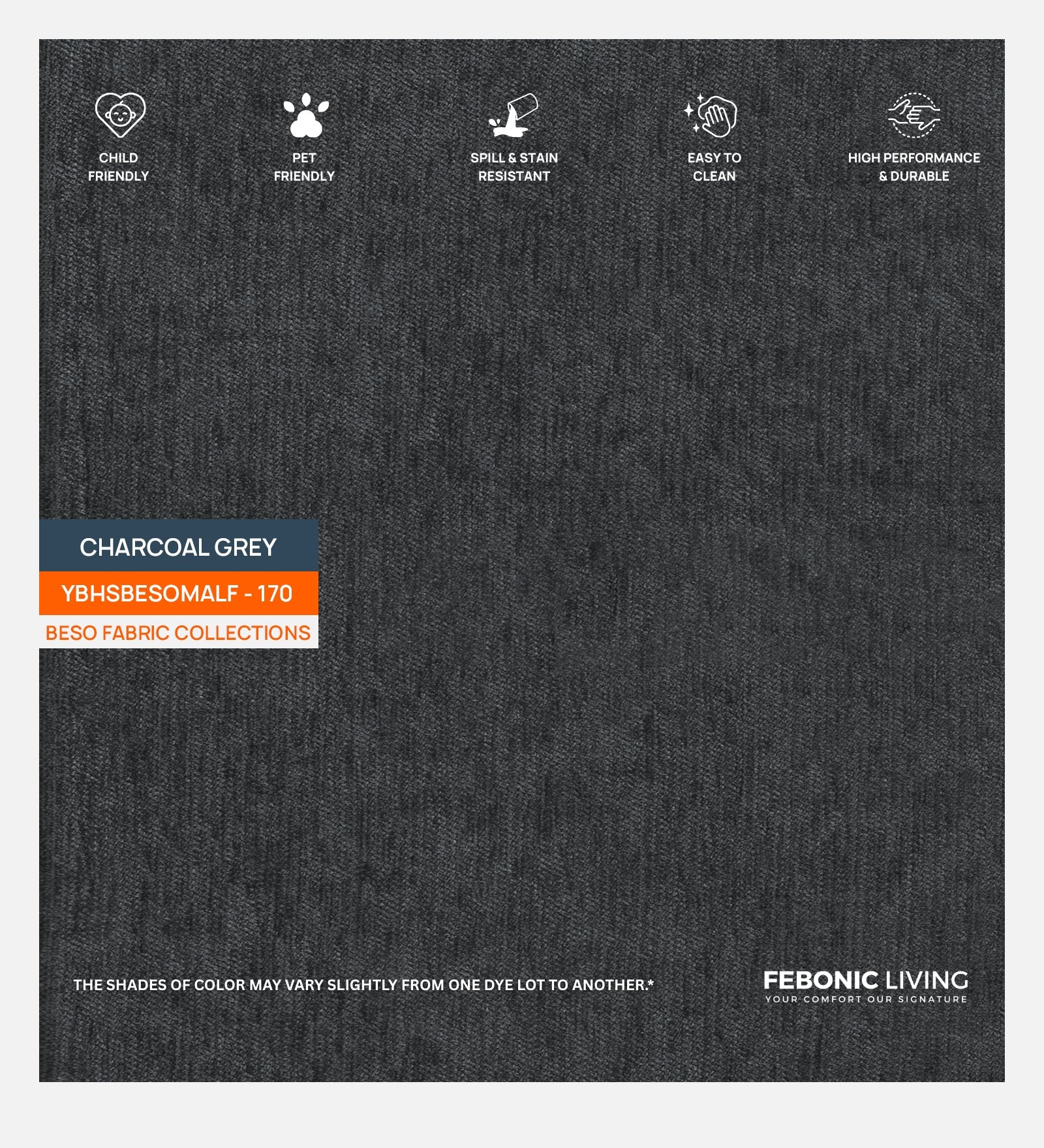 Castro Fabric 1 Seater Sofa In Charcoal Grey Colour - Febonic Living
