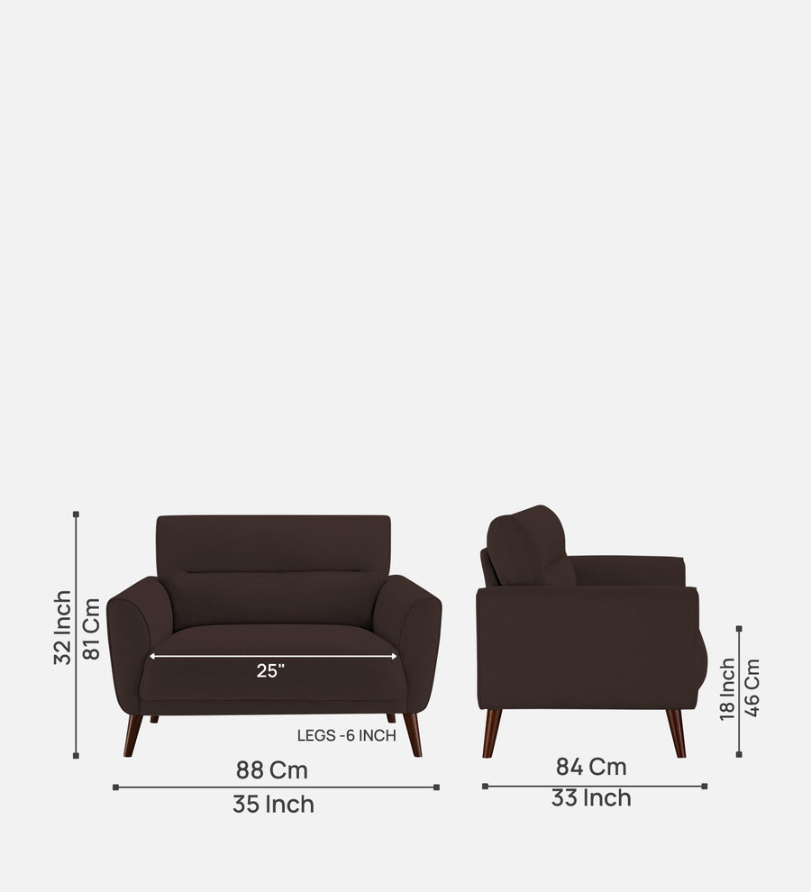Castro Fabric 1 Seater Sofa In Coffee Brown Colour - Febonic Living