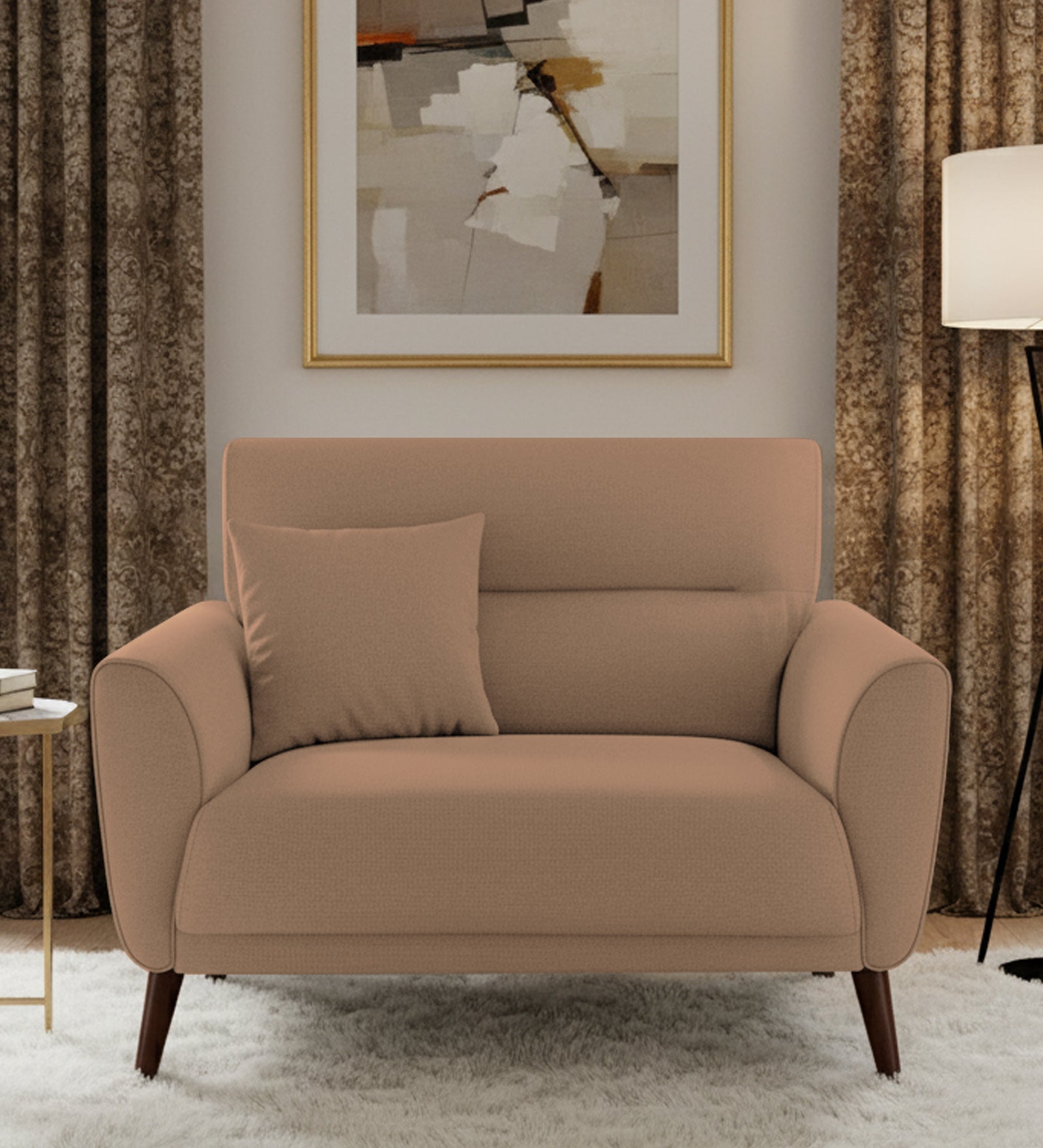 Castro Fabric 1 Seater Sofa In Cosmic Beige Colour