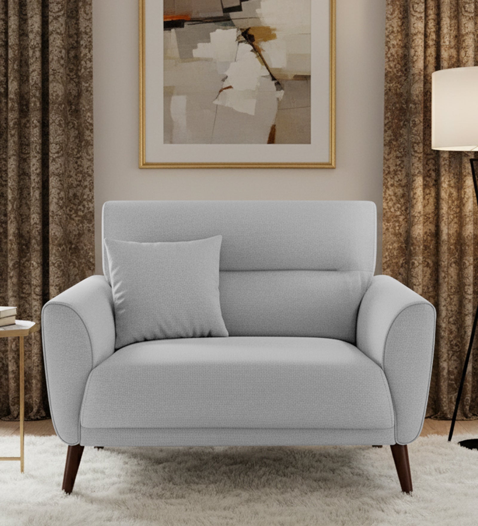 Castro Fabric 1 Seater Sofa In Lit Grey Colour