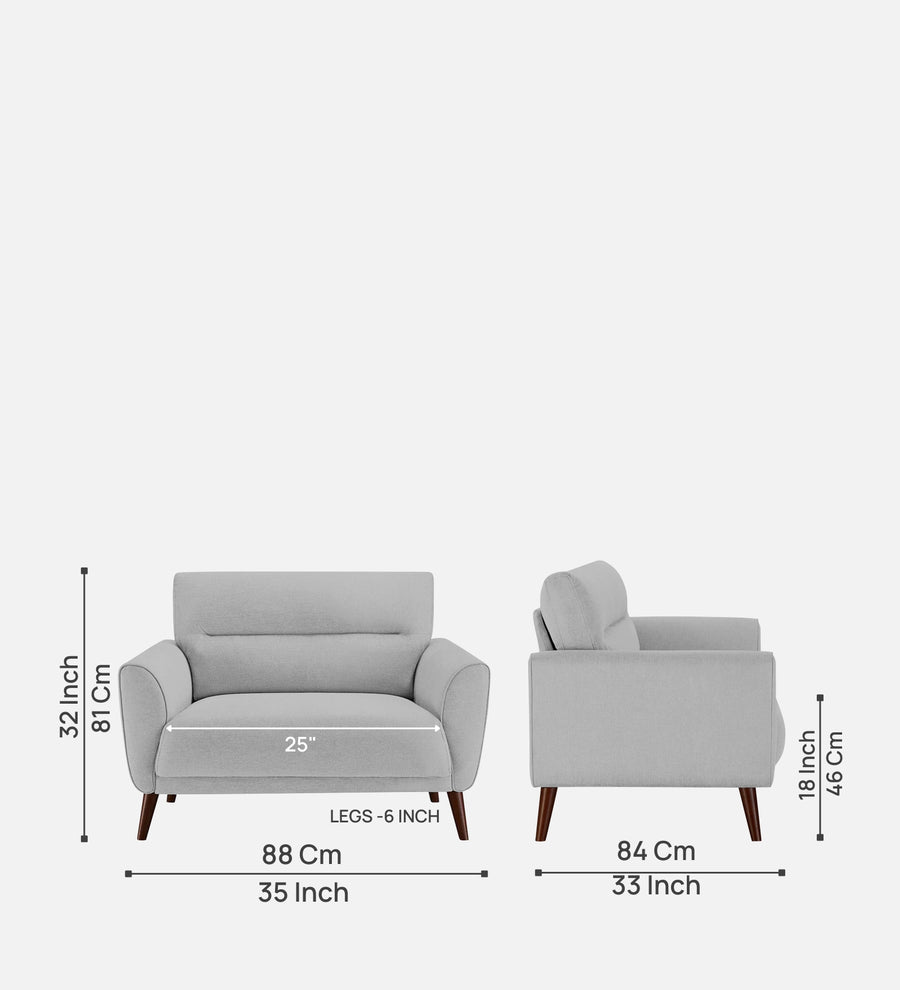 Castro Fabric 1 Seater Sofa In Lit Grey Colour - Febonic Living