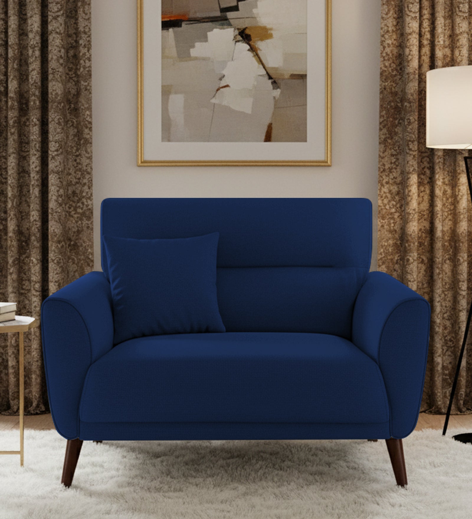 Castro Fabric 1 Seater Sofa In Royal Blue Colour