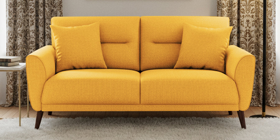 Castro Fabric 2 Seater Sofa In Bold Yellow Colour - Febonic Living