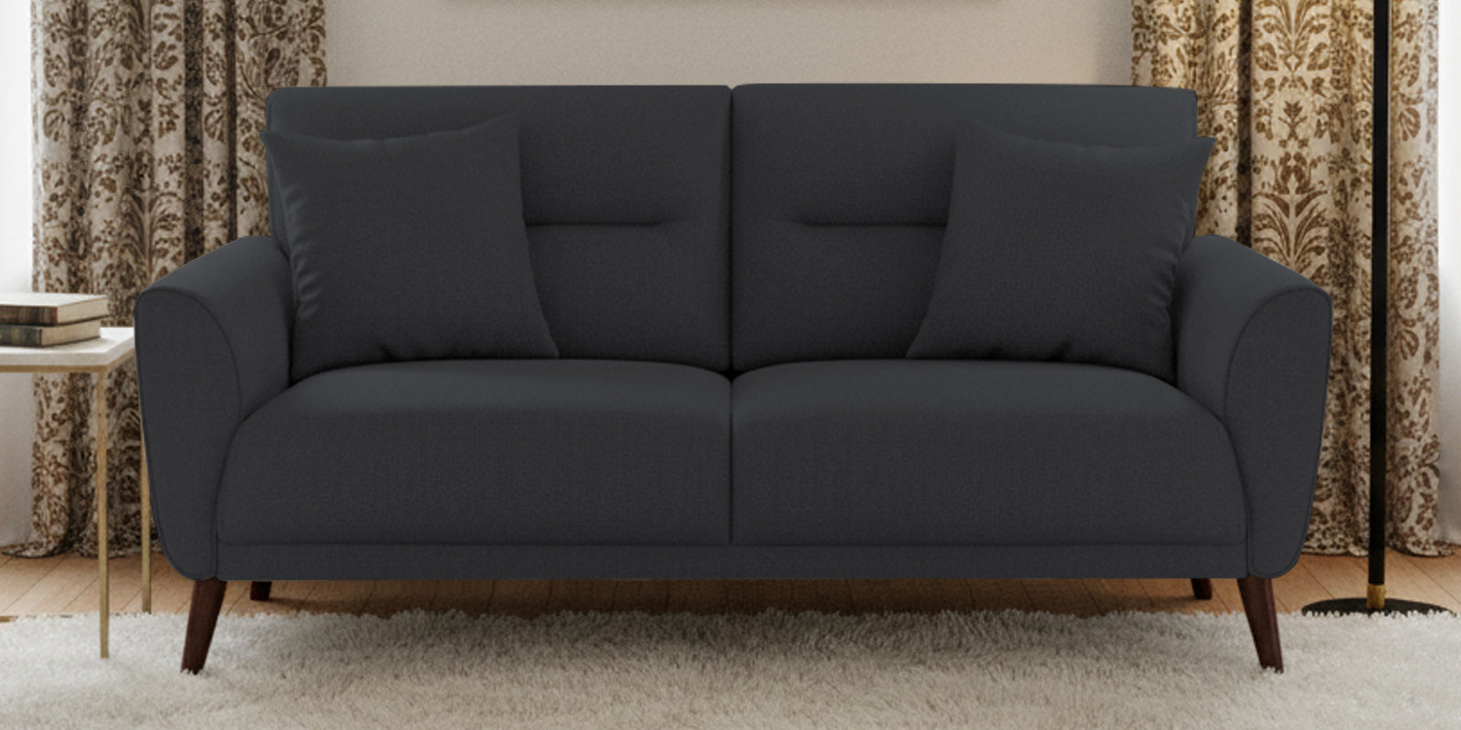Castro Fabric 2 Seater Sofa In Charcoal Grey Colour