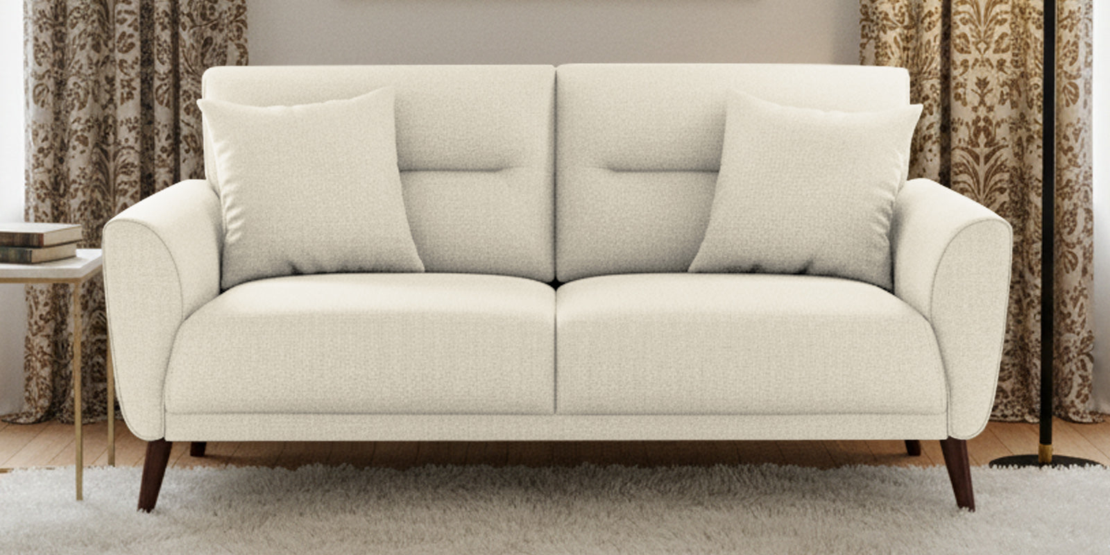 Castro Fabric 2 Seater Sofa In Ivory Cream Colour
