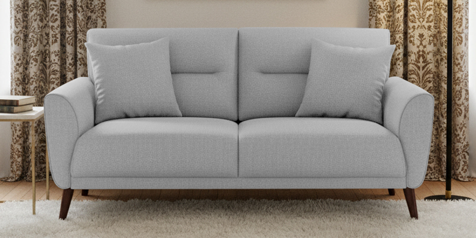 Castro Fabric 2 Seater Sofa In Lit Grey Colour