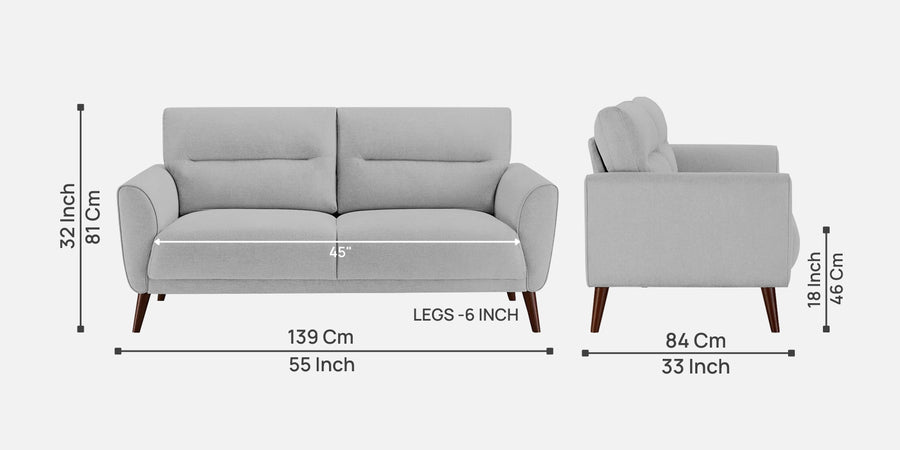 Castro Fabric 2 Seater Sofa In Lit Grey Colour - Febonic Living