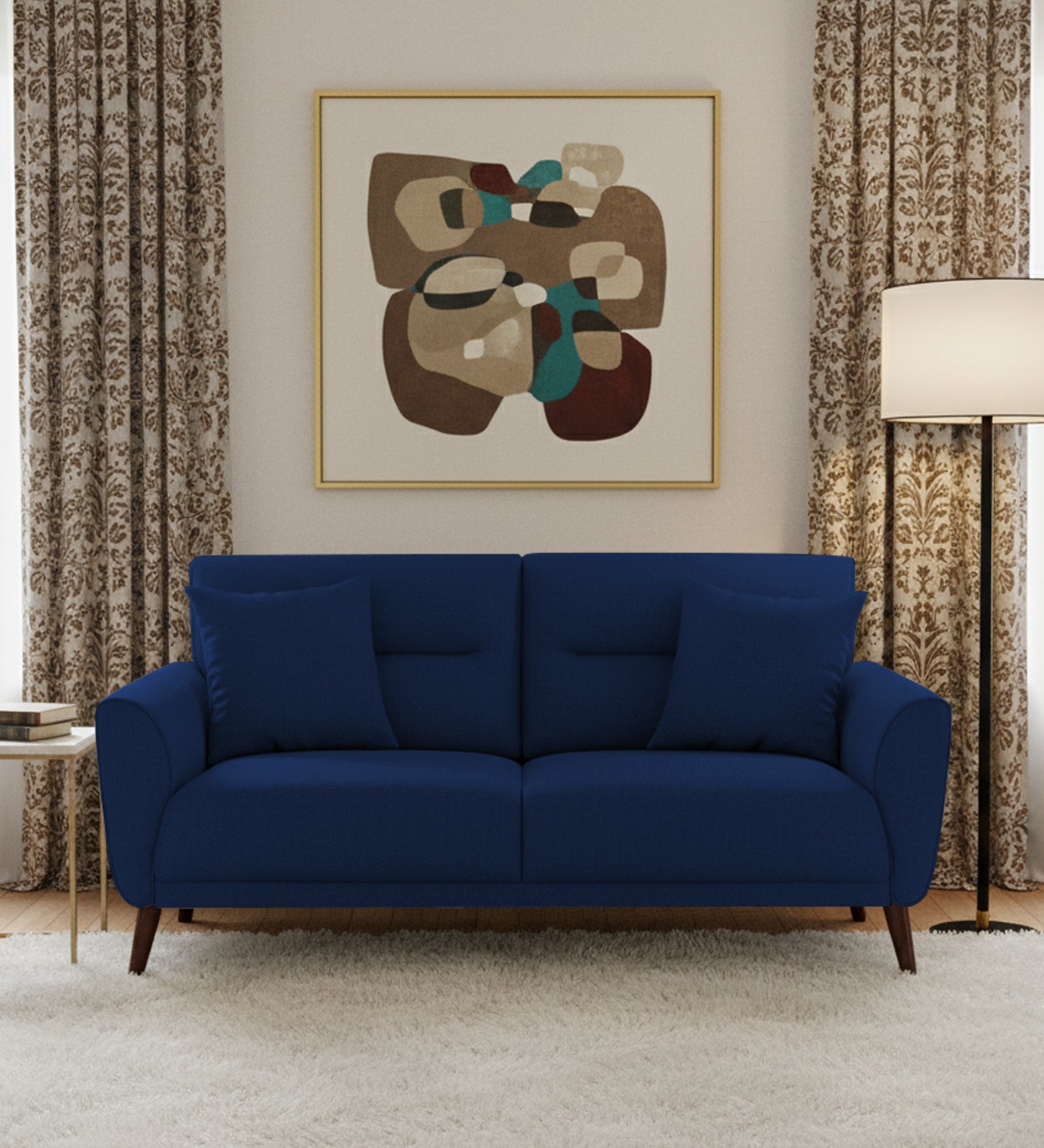Castro Fabric 2 Seater Sofa In Royal Blue Colour