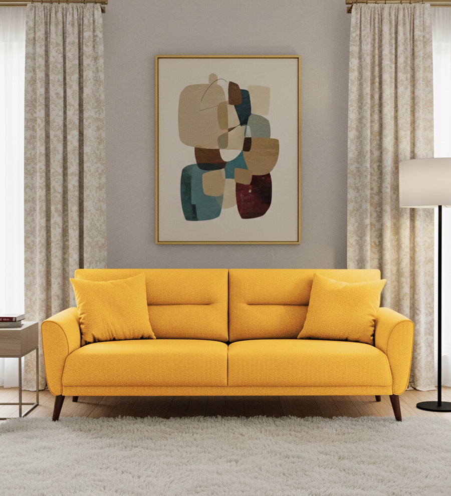 Castro 3 Seater Fabric Sofa - Bold Yellow by Febonic Living