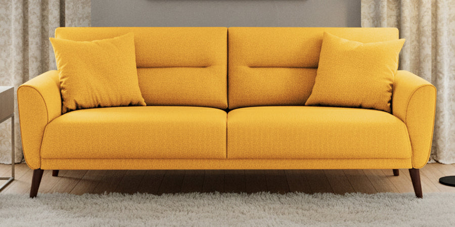 Castro Fabric 3 Seater Sofa In Bold Yellow Colour - Febonic Living