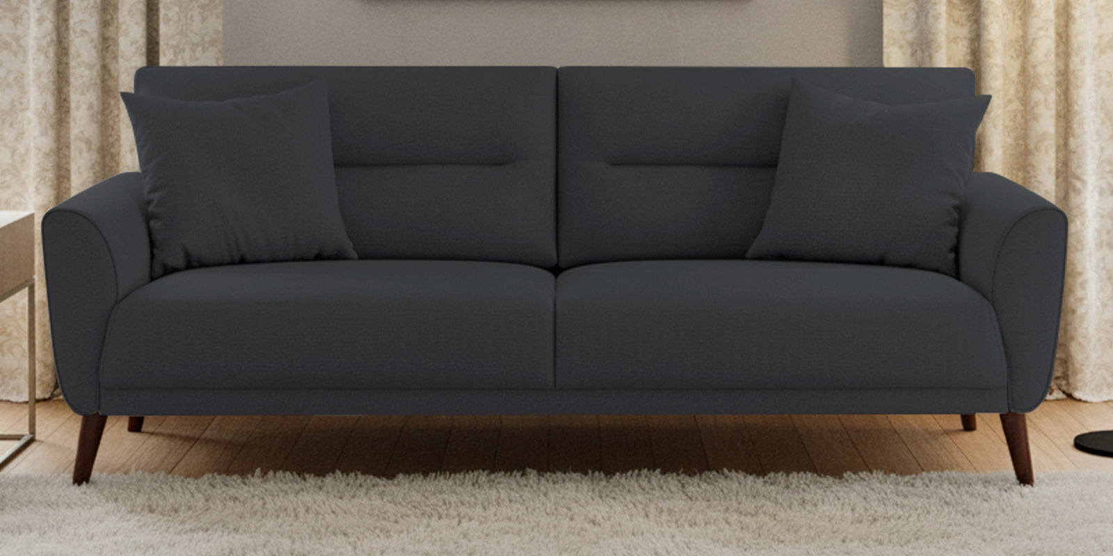 Castro Fabric 3 Seater Sofa In Charcoal Grey Colour