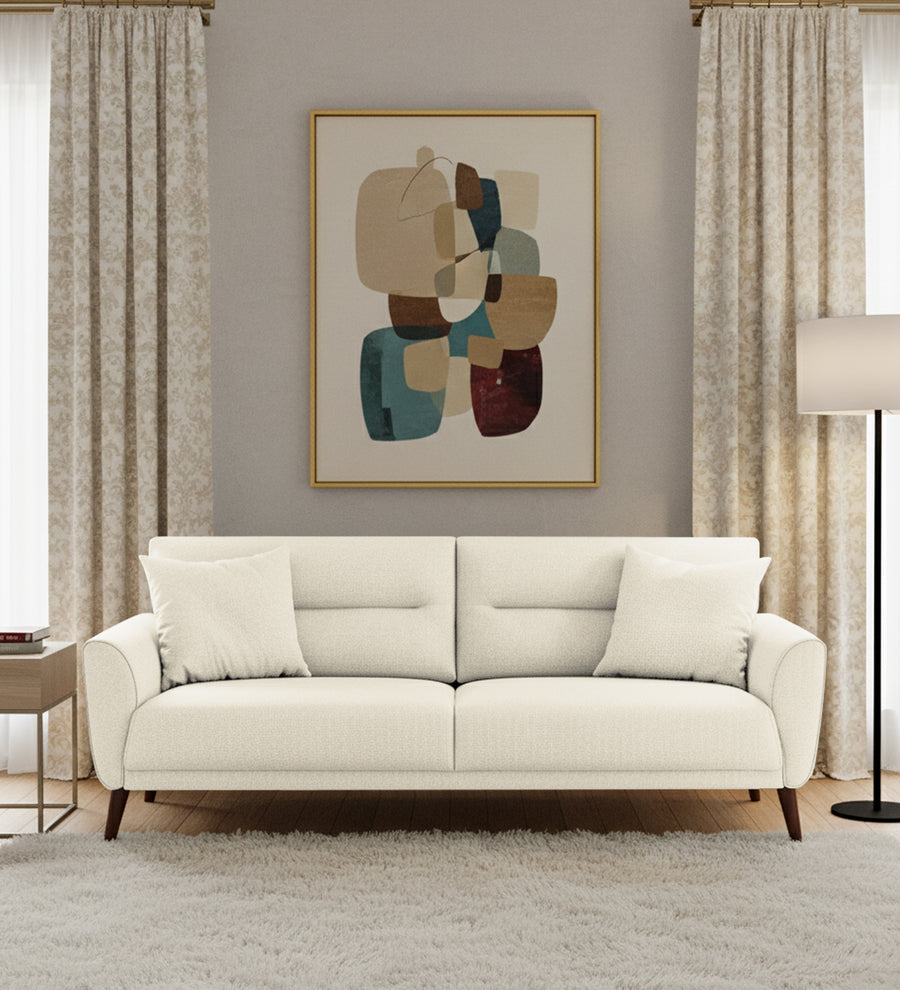 Castro 3 Seater Fabric Sofa - Ivory Cream by Febonic Living