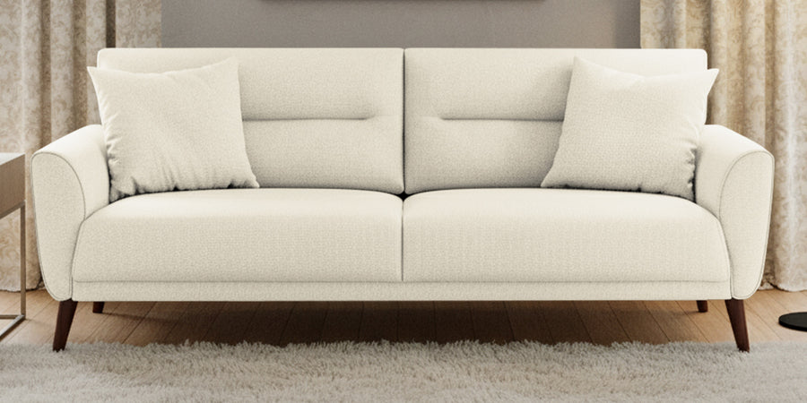 Castro Fabric 3 Seater Sofa In Ivory Cream Colour - Febonic Living