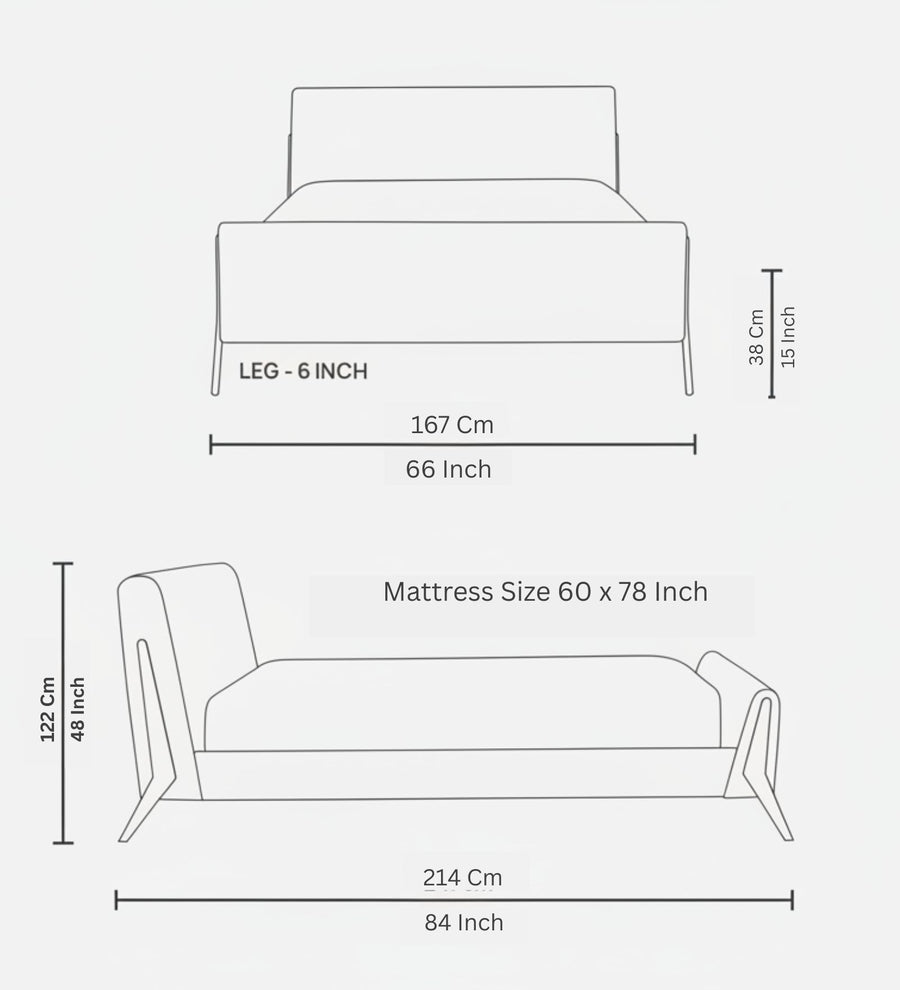 Catla  Upholstered Fabric Queen Size Bed - Sea Green