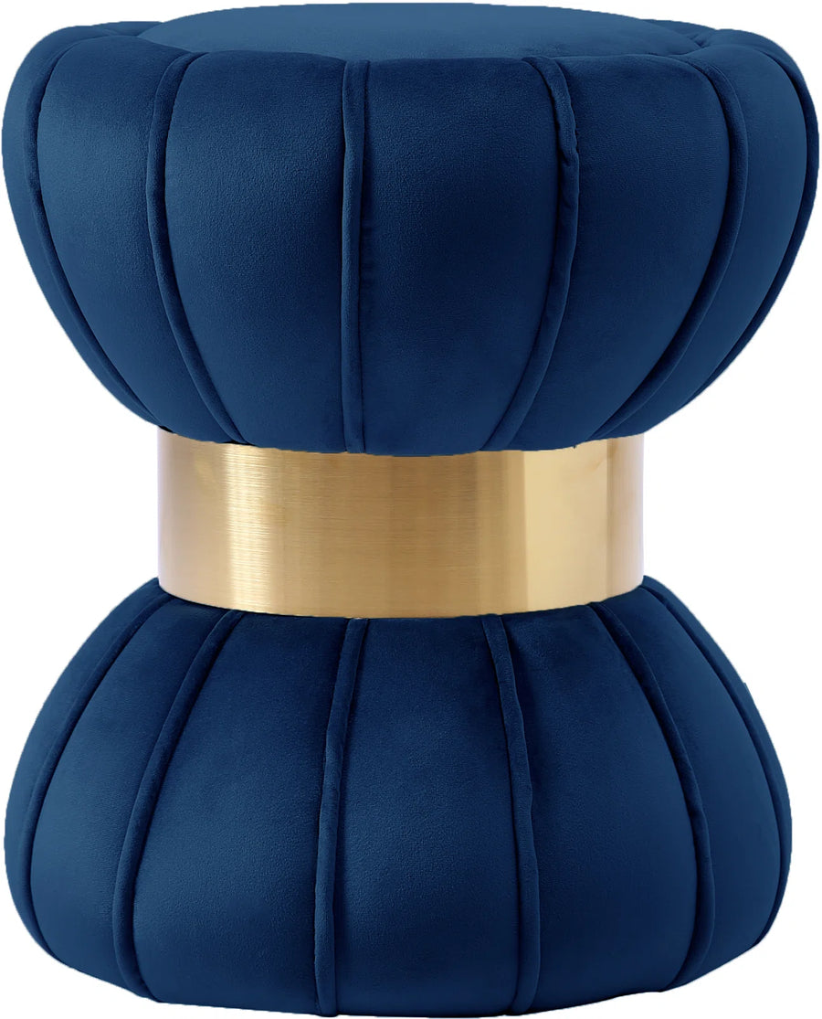 Muffy Velvet Pouffe In Imperial Blue Colour - Febonic Living