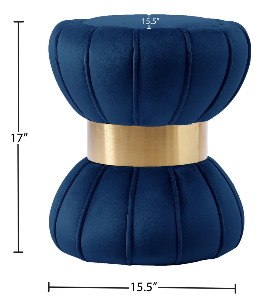 Muffy Velvet Pouffe In Imperial Blue Colour - Febonic Living