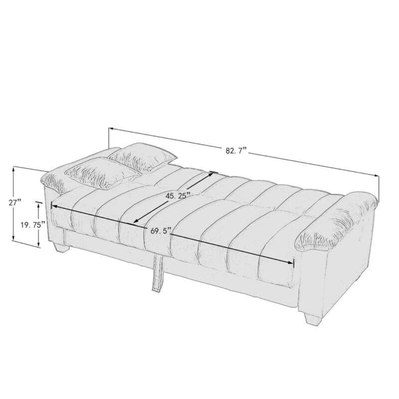 Kavan Velvet 3 Seater Convertible Sofa Cum Bed In Pubble Grey Colour With Storage - Febonic Living