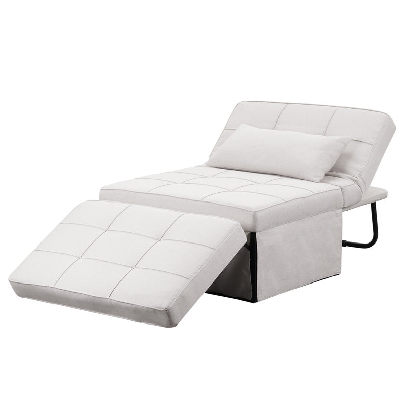 Tara Fabric 1 Seater Foldable Sofa Bed In Ivory Cream Colour - Febonic Living