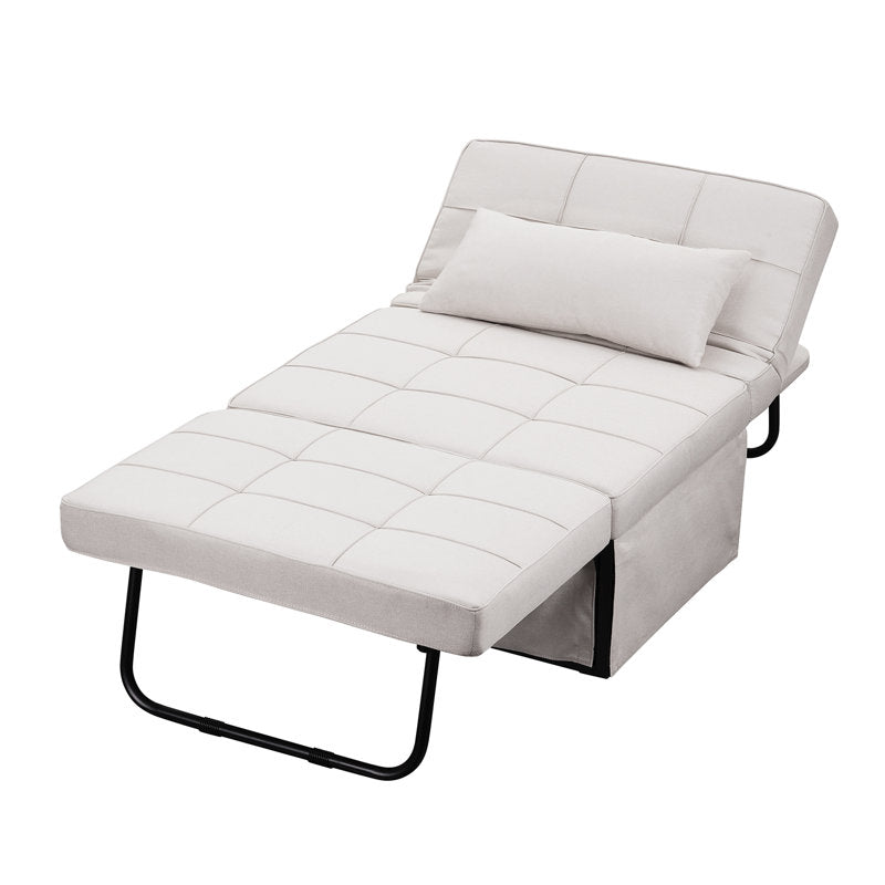 Tara Fabric 1 Seater Foldable Sofa Bed In Ivory Cream Colour - Febonic Living
