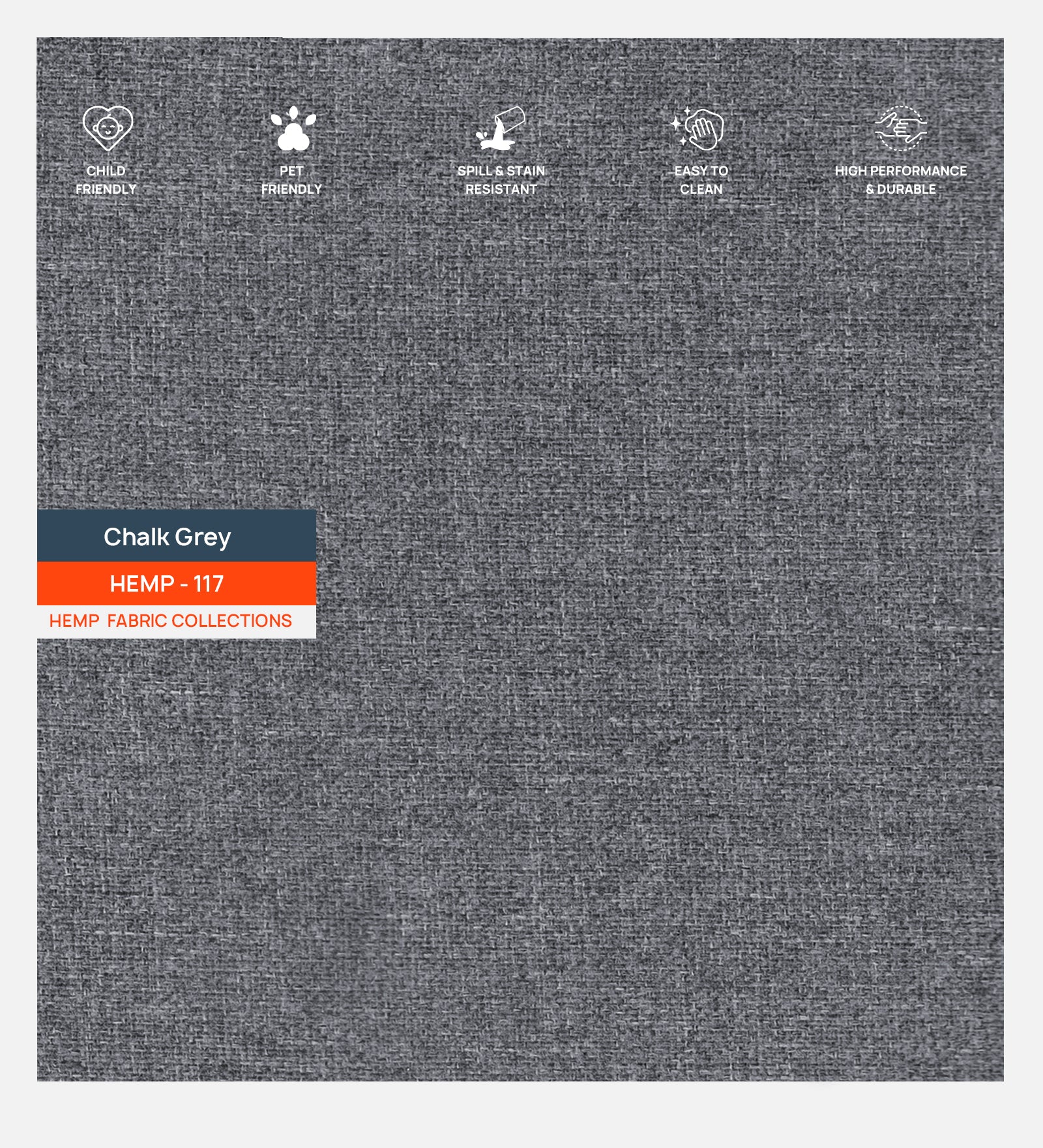 Polycotton Hemp Fabric Chalk Grey 117 Code - Febonic Living