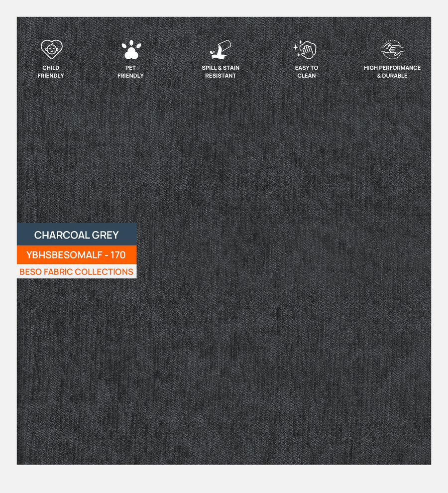 Lenny Fabric Upholstered Single Size Bed In Charcoal Grey Colour - Febonic Living