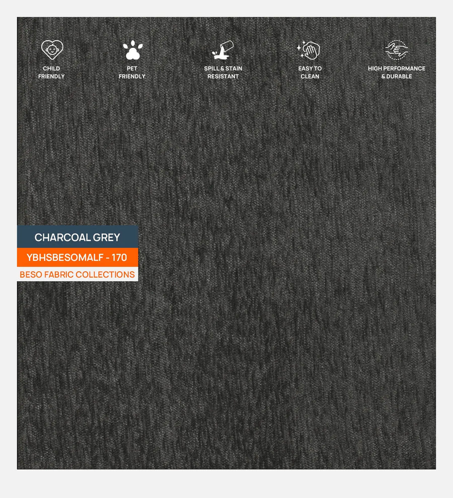 Lipu Fabric 1 Seater Sofa In Charcoal Grey Colour - Febonic Living