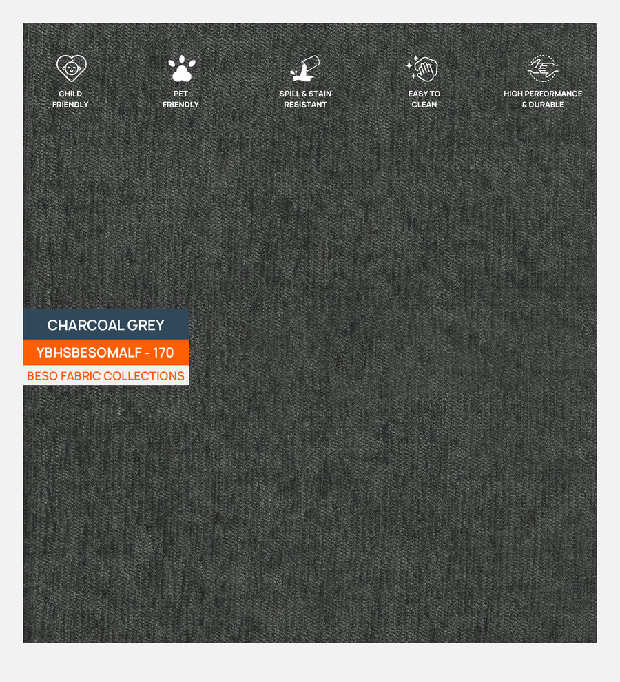 Kirby Fabric Upholstered Single Size Bed In Charcoal Grey Colour - Febonic Living