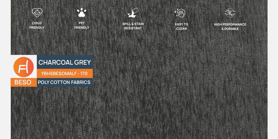 Benjamin Fabric 3 Seater Sofa In Charcoal Grey Colour - Febonic Living