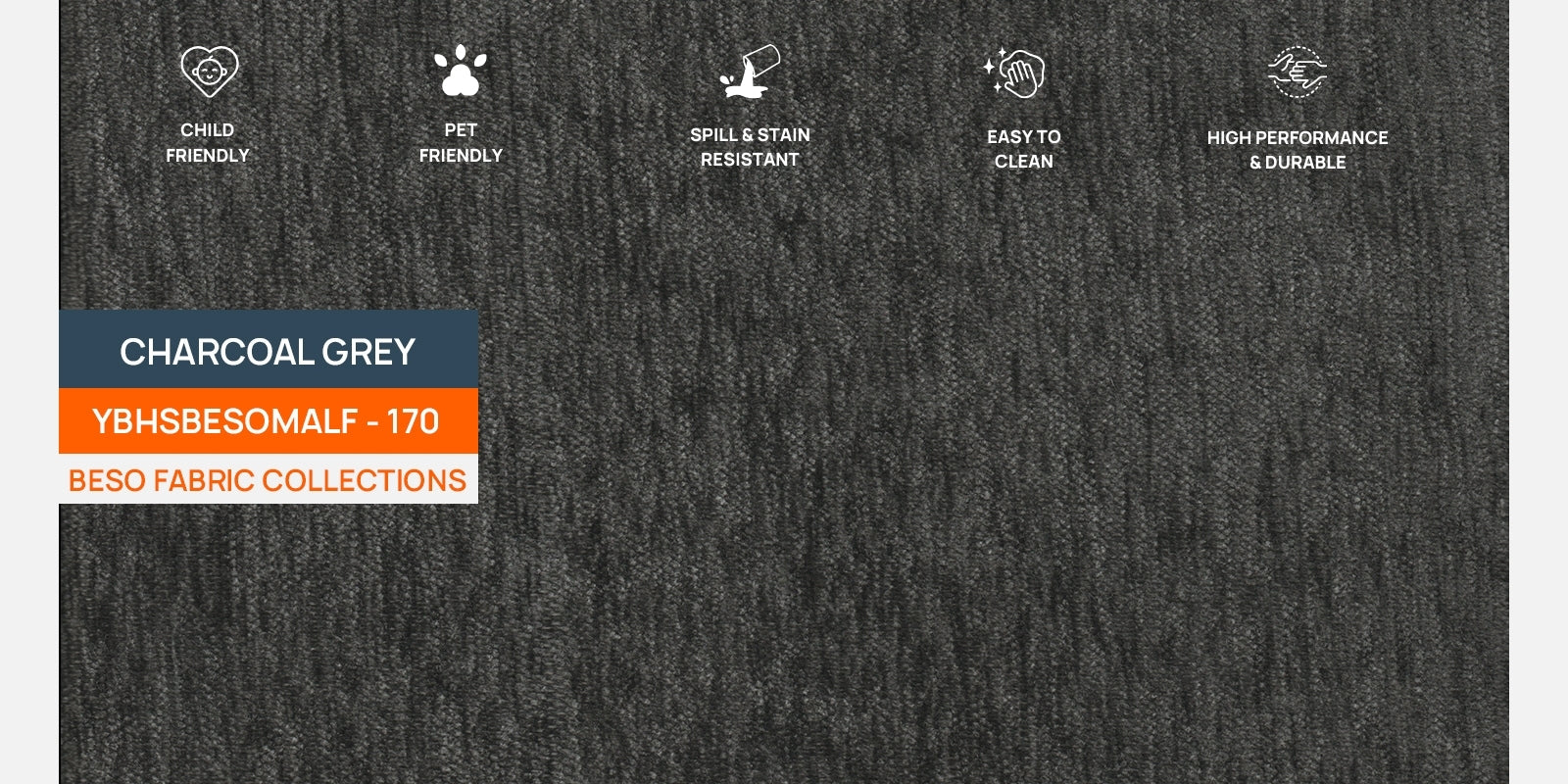 Apollo Fabric 3 Seater Sofa In  Charcoal Grey Colour - Febonic Living