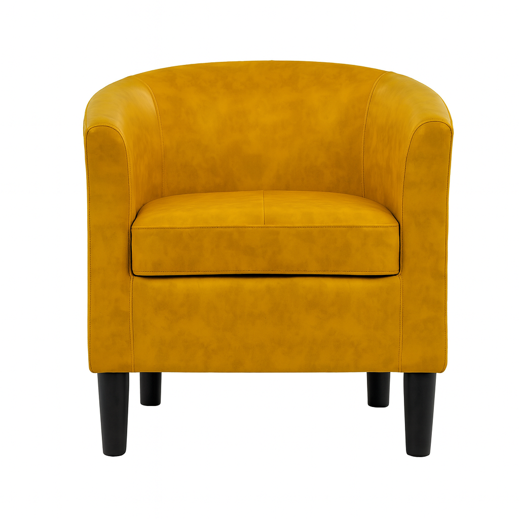 Lovida Leatherette Barrel Chair In Bold Yellow Colour