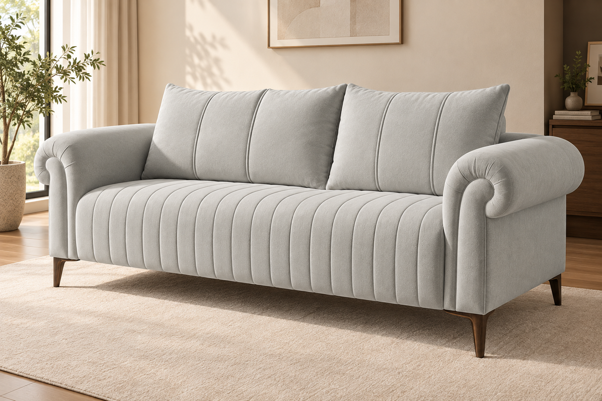 Rocar 3 Seater Fabric Sofa - Bone Beige